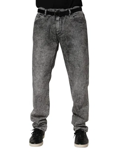 Dolce & Gabbana Gray Cotton Straight Leg Denim Trouser Jeans