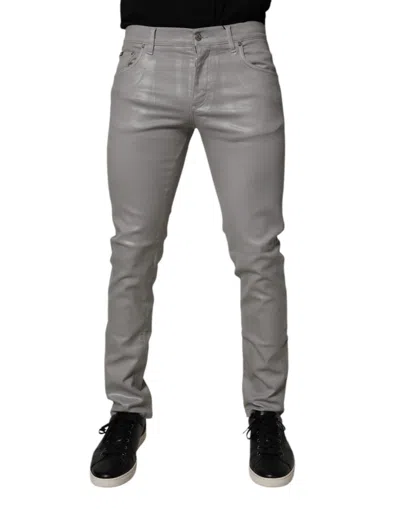 Pre-owned Dolce & Gabbana Gray Cotton Stretch Men Slim Fit Denim Men's Jeans ()