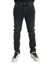 DOLCE & GABBANA GRAY COTTON STRETCH SKINNY DENIM LOGO JEANS