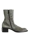 Dolce & Gabbana Gray Cotton Velvet Mid Calf Short Boots Shoes In Gray