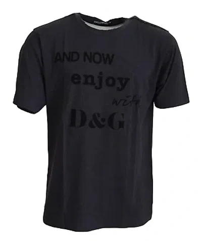 Pre-owned Dolce & Gabbana Gray Crewneck Cotton Short Sleeve T-shirt