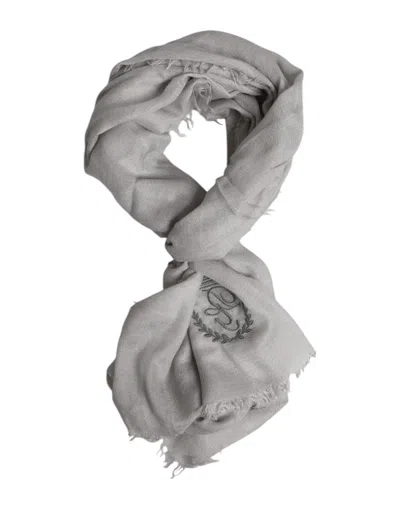 Dolce & Gabbana Gray Dg Crown Neck Warmer Wrap Shawl Men's Scarf