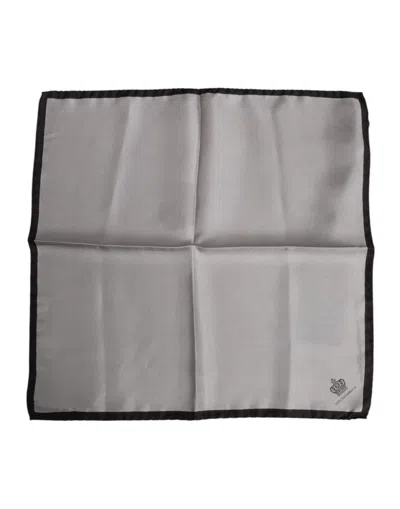 Pre-owned Dolce & Gabbana Gray Dg Crown Silk Square Men Foulard Men's Scarf ()