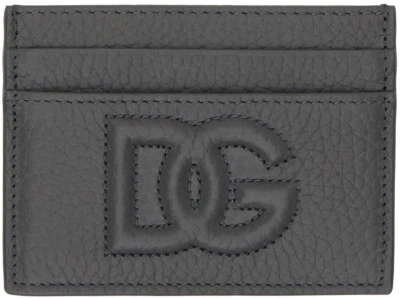 Dolce & Gabbana Grey 'dg' Logo Card Holder In Black