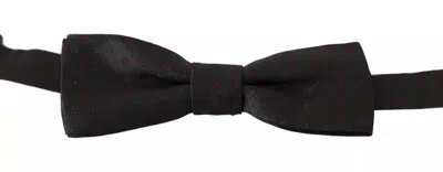 Dolce & Gabbana Gray Dotted Silk Adjustable Neck Bow Men's Tie In Black