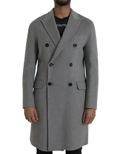 DOLCE & GABBANA DOLCE & GABBANA GRAY DOUBLE TRENCH COAT CASHMERE MEN'S JACKET