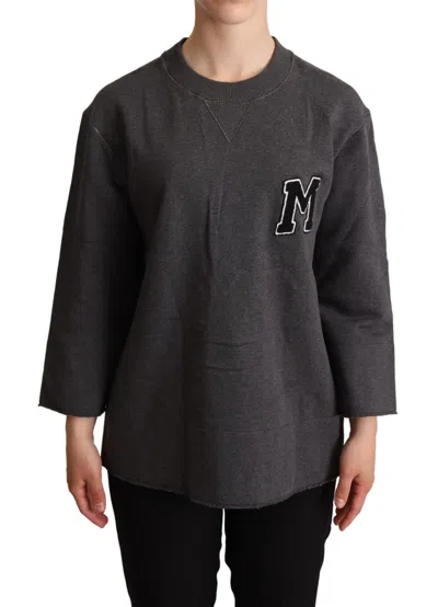 Dolce & Gabbana Embroidered Cotton Women Pullover Sweater In Gray
