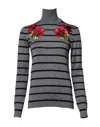 Dolce & Gabbana Gray Floral Embroidery Pullover Sweater In Gray
