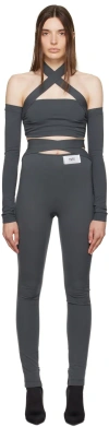 Dolce & Gabbana Re-edition 1991 Crossed Strap Leggings In N5543 Grigio-bordo'