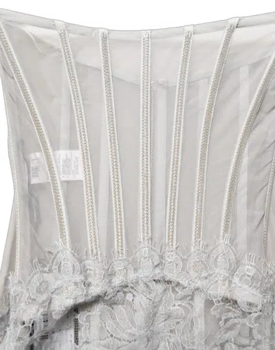 Dolce & Gabbana Gray Lace Corset Style Bodice Maxi Dress In Multi