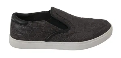 Dolce & Gabbana Gray Leather Flat Caiman Mens Loafers Men's Shoes
