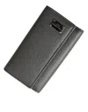 Dolce & Gabbana Gray Leather Silver Metal Logo Plaque Trifold Keyring In Gray