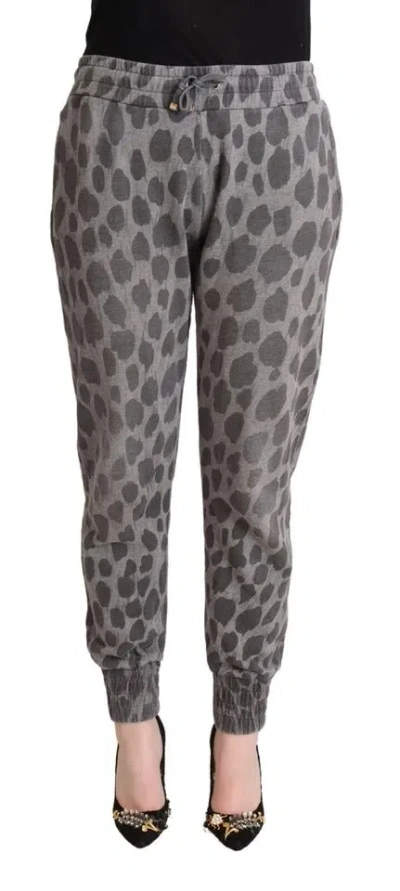 Pre-owned Dolce & Gabbana Gray Leopard Print Sweatwomen's Jogger Women's Pants ()