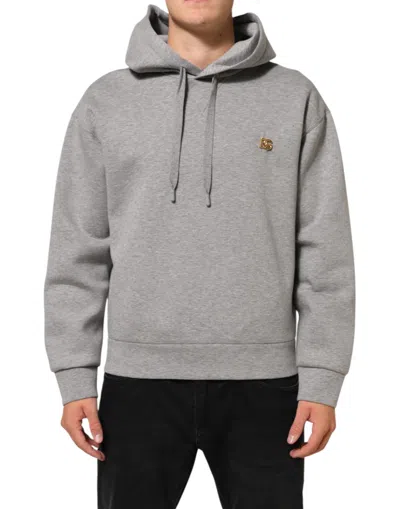 Pre-owned Dolce & Gabbana Gray Logo Cotton Hooded Sweatshirt Men's Sweater ()