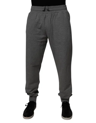 Dolce & Gabbana Gray Logo Cotton Jogger Men Sweatmen's Men's Pants