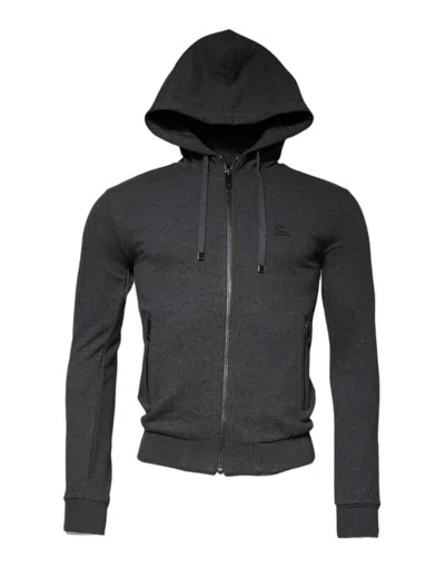 Dolce & Gabbana Gray Logo Full Zip Hooded Sweatshirt Sweater In Grey