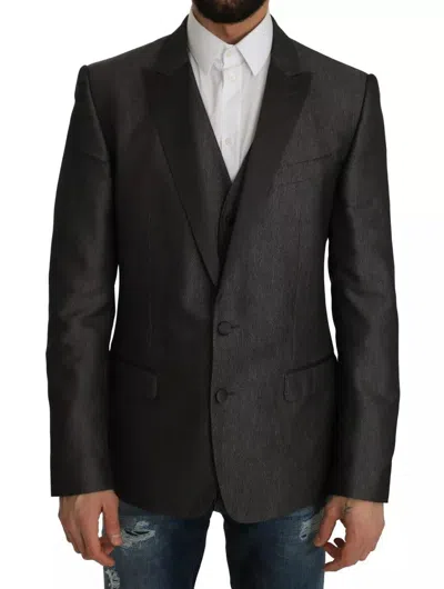 Dolce & Gabbana Gray Martini 2 Piece Vest Coat Men's Blazer
