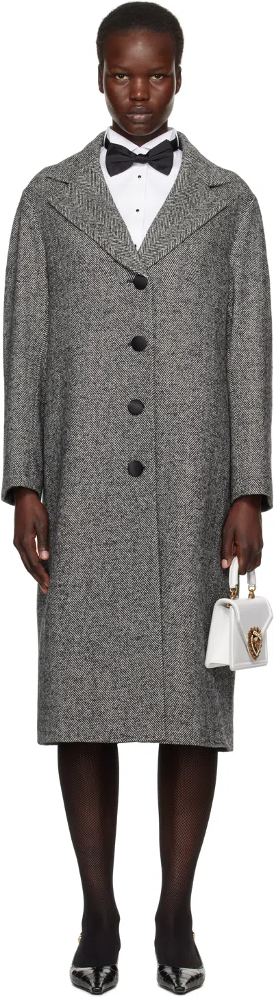 Dolce & Gabbana Gray Mixed Wool Coat In S8030 Fantasia