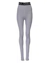 Dolce & Gabbana Gray Nylon Dg Logo Mid Waisted Leggings Pants