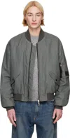 Dolce & Gabbana Gray Oversize Linen Bomber Jacket In N9299 Grigio