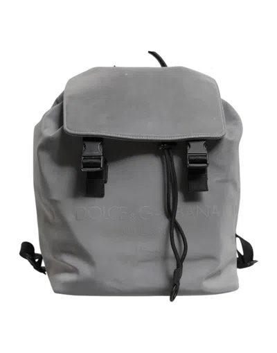 Pre-owned Dolce & Gabbana Gray Palermo Reflector Buckles Drawstring Backpack Men's Bag ()