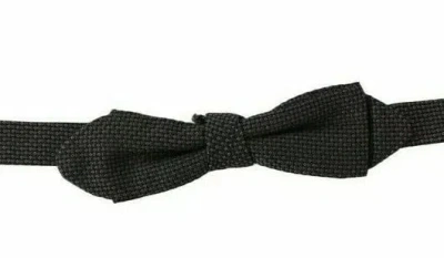 Dolce & Gabbana Gray Pattern Silk Adjustable Neck Bow Men's Tie