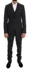 Dolce & Gabbana Gray Patterned Wool 3 Piece Slim Suit