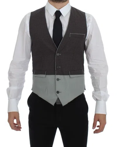 Dolce & Gabbana Polka Dot Two Tone Tailored Vest In Multi