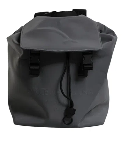 Pre-owned Dolce & Gabbana Gray Polyester Logo Print Travel Back Pack Men's Bag ()