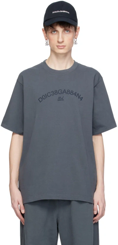 Dolce & Gabbana Grey Print T-shirt In Grigio