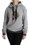 Dolce & Gabbana Gray Printed Hooded Exclusive Logo Women's Sweater In Gray