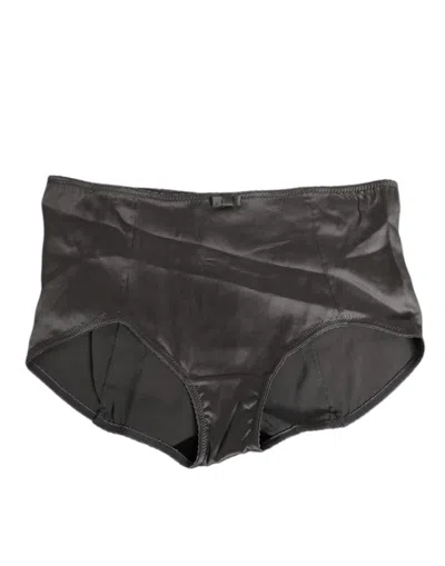 Dolce & Gabbana Gray Satin High Waist Briefs Women Underwear In Brown