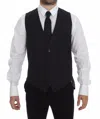 Dolce & Gabbana Gray Slim Fit Button Front Dress Formal Men's Vest In Black
