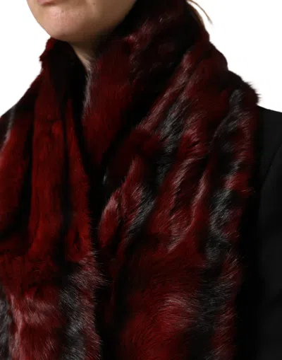 Dolce & Gabbana Gray Squirrel Fur Striped Shawl In Red
