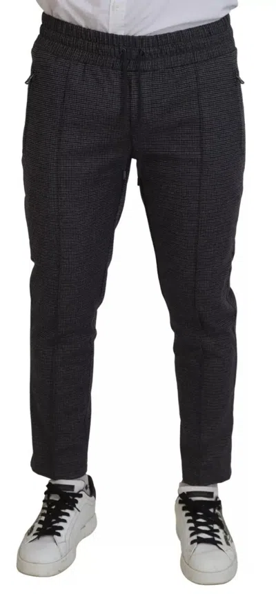 Dolce & Gabbana Gray Striped Wool Skinny Trouser Pants In Black