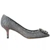 Dolce & Gabbana Bellucci 60 Lace Pumps With Brooch Detail In Gray