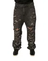Dolce & Gabbana Gray Tattered Cotton Straight Men Denim Men's Jeans In Black