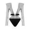 Dolce & Gabbana Gray Viscose One-piece Swimsuit In Black