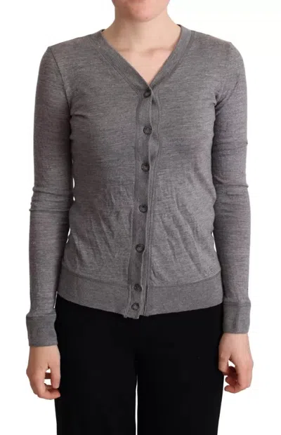 Pre-owned Dolce & Gabbana Gray Wool Button Down Cardigan Women's Sweater ()