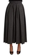 Dolce & Gabbana Gray Wool High Waist A-line Piece Women's Skirt In Gray