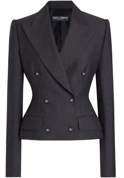 Dolce & Gabbana Gray Wool Jacket In Blue