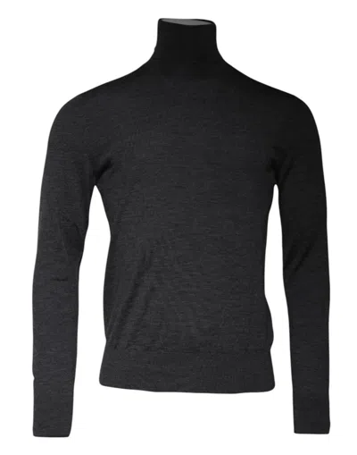 DOLCE & GABBANA GRAY WOOL KNIT TURTLENECK PULLOVER SWEATER