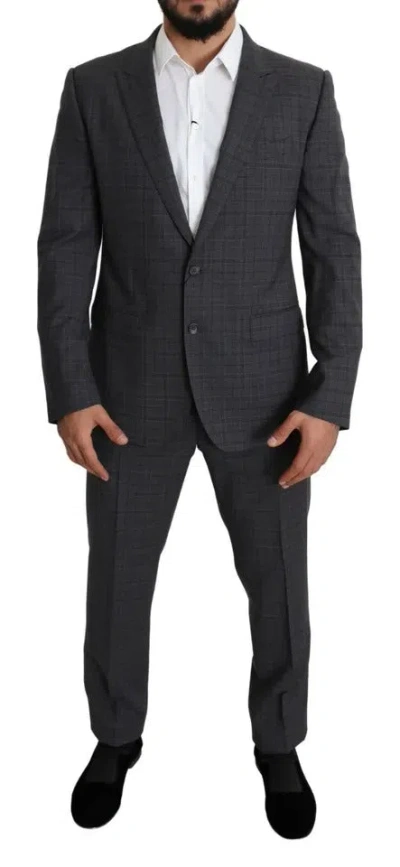 Dolce & Gabbana Gray Wool Men Formal 2 Piece Martini Men's Suit