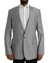 Dolce & Gabbana Gray Wool Peak Single Breasted Coat Blazer In Gray