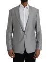 Dolce & Gabbana Gray Wool Peak Single Breasted Coat Blazer In Gray