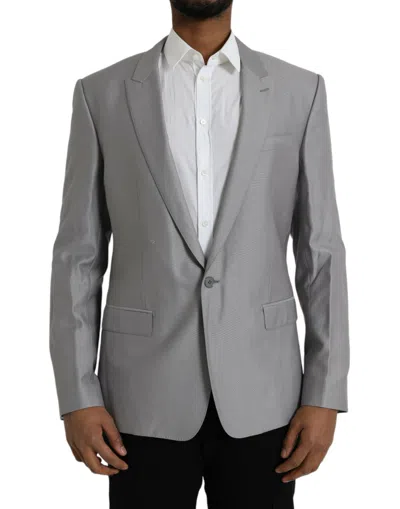 Dolce & Gabbana Wool Single Breasted Mens Blazer Coat In Gray
