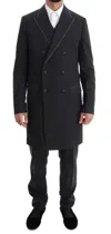 Dolce & Gabbana Black Wool Stretch 3 Piece Two Button Suit In Gray