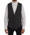 Dolce & Gabbana Gray Wool Stretch Gilet Waistcoat Vest