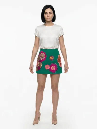 Dolce & Gabbana Floral-embroidered Skirt In Green