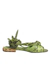 Dolce & Gabbana Emerald Embellished Leather Heels Sandals Shoes